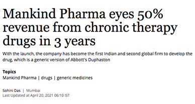 Mankind Pharma eyes 50% revenue from chronic therapy drugs in 3 years